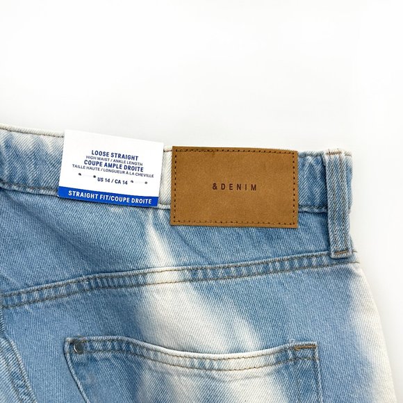 NWT H&M Light Washed Tie Dye Straight Leg Loose Fit Jeans - Picture 3 of 9